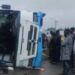 Passengers Injured As Fully-loaded BRT Bus Tumbles In Lagos 5 Passengers Injured As Fully-loaded BRT Bus Tumbles In Lagos