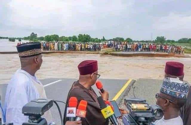 Flood Cuts Off Bauchi-Kano Highway, 1 Other Road 1 Bala Mohammed governor of Bauchi during an assessment tour of the flooded road