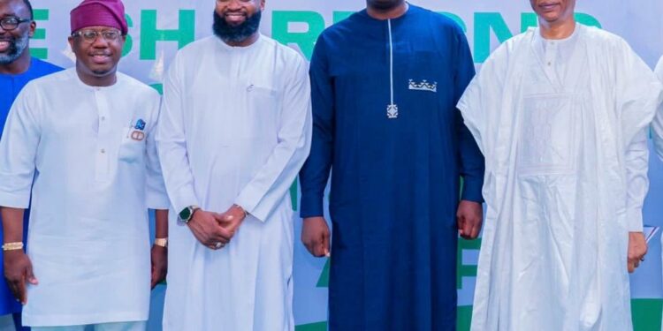 L-R: Chief Executive Officer of Portland Gas, Mr. Folajimi Lai Mohammed; Executive Vice Chairman of NASEMI, Engr. Khalil Suleiman Halilu; Programme Director of Presidential Initiative on CNG, Engr. Michael Oluwagbemi and the Director General of Federal Radio Corporation of Nigeria, Dr. Mohammed Bulama at the launch of the Ride Share CNG Conversion Incentive Programme and My CNG APP in Abuja over the weekend