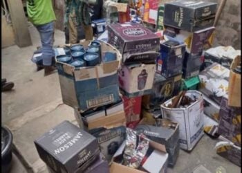 PICTORIAL: NAFDAC Seizes N200m Worth Of Goods In Lagos Illegal Alcohol Factory