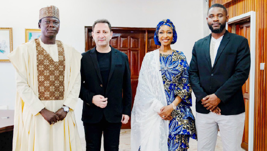 Dambe Warriors League, Ministry Of Culture Partner To Promote Nigeria’s Traditional Martial Art 1 L-R: Adam Abubakar Media manager (Dambe Warriors) Mario WANNY Managing Partner (Dambe Warriors), Hannatu Musa Musawa Hon. Minister Art, Culture and the Creative Economy, Anthony Okeleke Co-founder (Dambe Warriors) on a courtesy visit to the Minister to seek the Ministry’s endorsement for the Dambe Warriors league. 8th August 2024