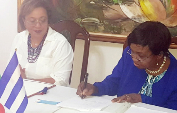 Cuba, Nigeria Enhance Capacities In Healthcare Sector 1 L-R: Cuban Ambassador to Nigeria, Miriam Morales and the Director General of NAFDAC, Prof. Mojisola Adeyeye, during the signing of MoU for regulation of products in Abuja recently