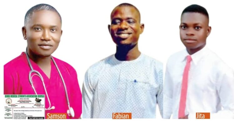 Some of the rescued medical students.
