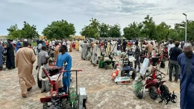 Yobe Distributes Free Agricultural Equipment 1 Yobe Govt. Distributes Multi billion Naira Agricultural Empowerment Equipment Free To Farmers 24 665x375 1