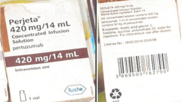 NAFDAC Raises Alarm Over Fake Perjeta Product In Nigeria 1 Fake Perjeta Product.