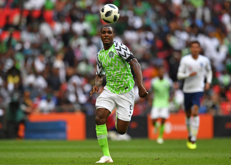 Nigeria's striker Odion Ighalo chases the ball during the International friendly football match between England and Nigeria at Wembley stadium in London on June 2, 2018. (Photo by Ben STANSALL / AFP)