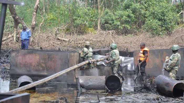 Troops Dismantle Another 20 Illegal Refineries in Niger Delta 1 illegal refinery