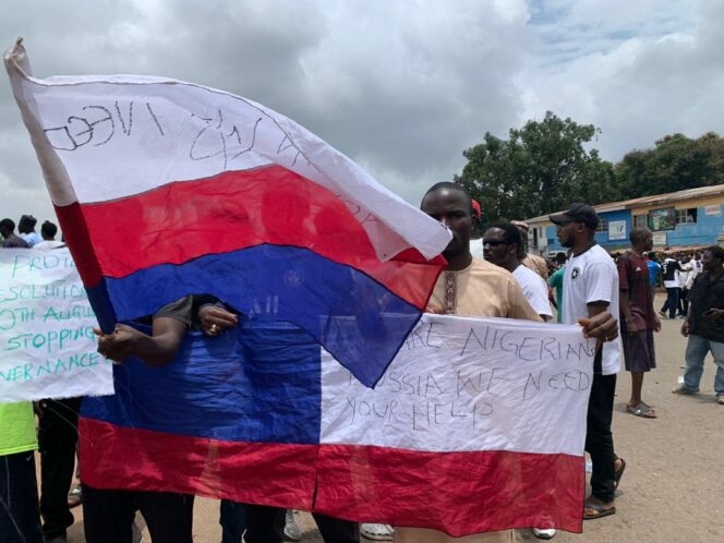 Protest: Youth Leaders Call For Action Against Sponsors Of Russian Flags 1 russian flags in nigeria