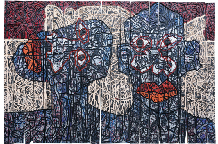 Gerald Chukwuma TOGETHER TOGETHER, 2021 | Mixed media on wood |  72 x 106 in