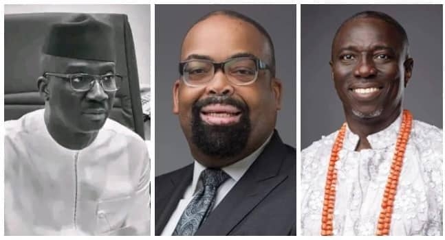BREAKING: APC's Okpebholo Defeats PDP's Ighodalo To Win Edo Gov'ship Poll 1 L-R: Okpebholo, Akpata and Ighodalo