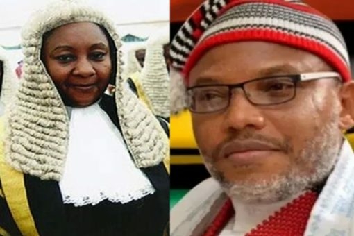 Justice Nyako Hands Off Kanu's Trial 1 Justice Binta Nyako and Nnamdi Kanu 510x340 1