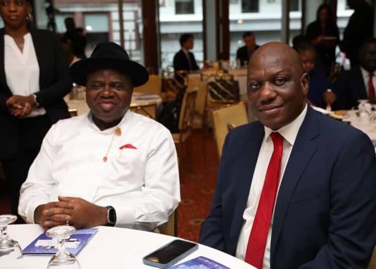 L-R: Bayelsa Governor, Diri Douye with the Senator representing Kaduna South Senatorial District, Sunday Marshall Katung at the African-Caribbbean event on Climate Change at the ongoing UN General Assembly in New York.