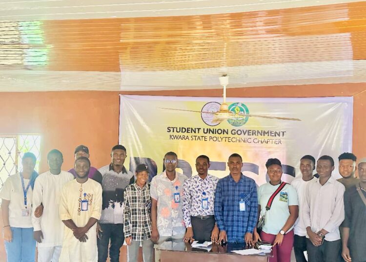 Students of Kwara State Polytechnic at a press conference addressed by the Students Union Government (SUG) of the institution, in Ilorin, on Monday. Photo by Abdullahi Olesin.