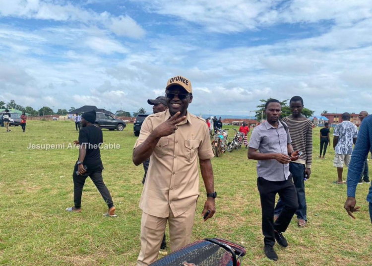 Immediate-past Edo State deputy governor, Comrade Philip Shaibu, at the polling unit. Photo Credit: TheCable