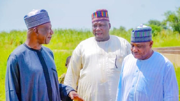 Yobe State SSG, Alhaji Baba Mallam Wali and commissioner for Agriculture, Hon Ali Mustapha Goniri during inspection of Nazari Livestock Grazing Centre