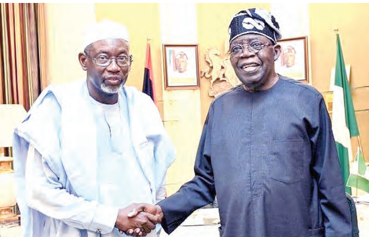 R-L:  President Bola Ahmed Tinubu and   Jigawa State Governor  Umar Namadi, during the governor's briefing on the recent fuel tanker explosion in the state, at Presidential Villa, Abuja, yesterday. PHOTO BY REMI AKUNLEYAN