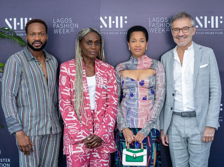 L-R: Adebayo Oke-Lawal Founder Orange Culture, Omoyemi Akerele CEO & Founder, Lagos Fashion Week  and Style House Files, Tamu McPherson CNMI Diversity, Equity and Inclusion Ambassador and Founder, Shoe Up For Justice, Laurent Vinay Chief Brand  and International Communications Officer Value Retail