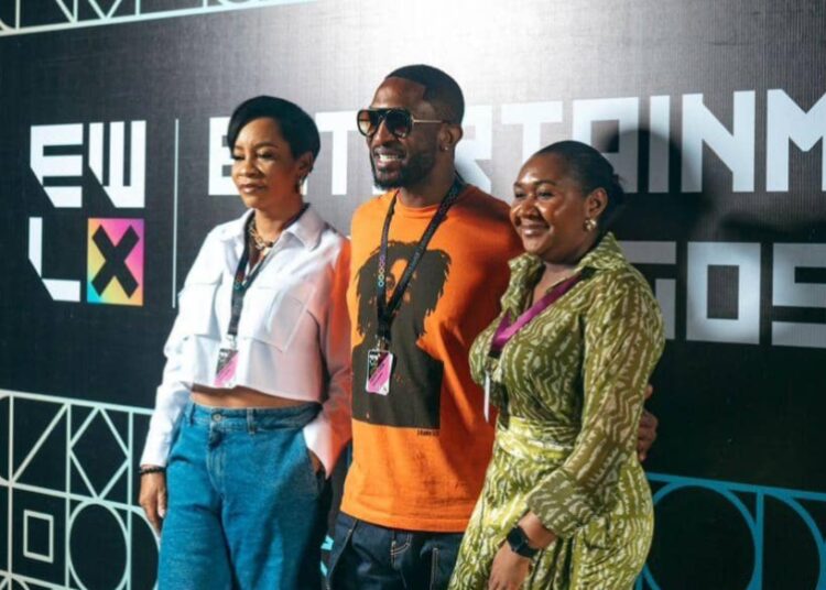 L-R: Deola Art Alade, Group CEO Livespot360 and Co-Founder of Livespot Foundation; Darey Art Alade, Chief Creator Officer and Co-Founder of Livespot Foundation, and Tosan Adebanjo, Group Head, Support Services of Livespot360, at the launch of Entertainment Week Lagos 2024.