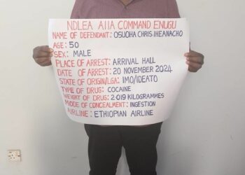 NDLEA Arrests Businessman At Enugu Airport For Ingesting 90 Wraps Of Cocaine