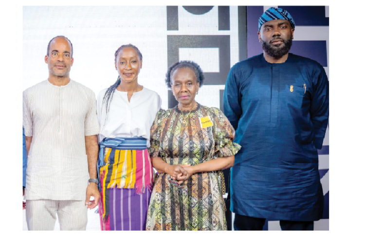 L-R: Phillip Ihenacho (ED, Museum of West African Art (MOWAA); Ore Disu (Director, MOWAA Institute); Myma Belo-Osagie (Vice Chair, MOWAA Board); and Olugbile Holloway (DG, NCMM) at the MOWAA Institute preview event, the museum’s first purpose-built building in Benin.