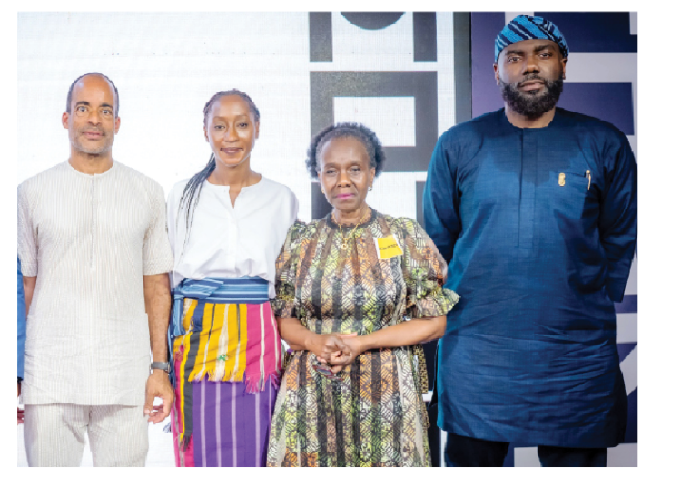 L-R: Phillip Ihenacho (ED, Museum of West African Art (MOWAA); Ore Disu (Director, MOWAA Institute); Myma Belo-Osagie (Vice Chair, MOWAA Board); and Olugbile Holloway (DG, NCMM) at the MOWAA Institute preview event, the museum’s first purpose-built building in Benin.