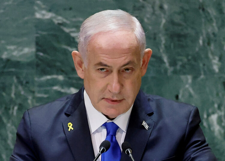 FILE PHOTO: Israel's Prime Minister Benjamin Netanyahu addresses the 79th United Nations General Assembly at U.N. headquarters in New York, U.S., September 27, 2024.  REUTERS/Eduardo Munoz/File Photo