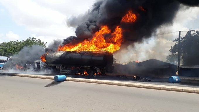 JUST-IN: Again, Fuel Tanker Explodes In Jigawa 1 Petrol tanker on fire used to tell the story