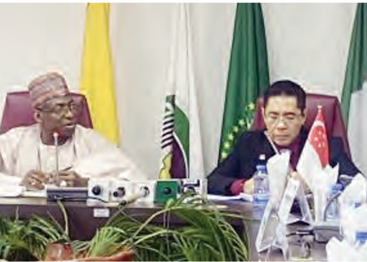 L-R: Maliki Osman, Singapore’s minister in the Prime Minister’s Office and sSecond minister of education and foreign affairs and Amb. Dunoma Ahmed, permanent-secretary, Ministry of Foreign Affairs  during the meeting in Abuja