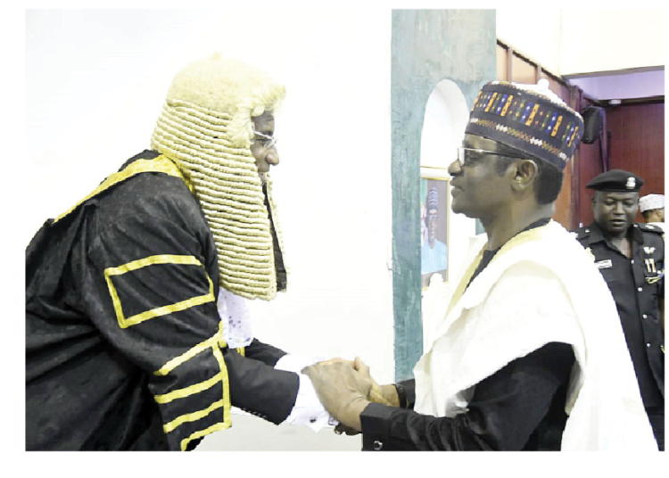 R-L: Governor Mai Mala  Buni  with  the Speaker,  Rt. Hon. Chiroma Buba Mashio