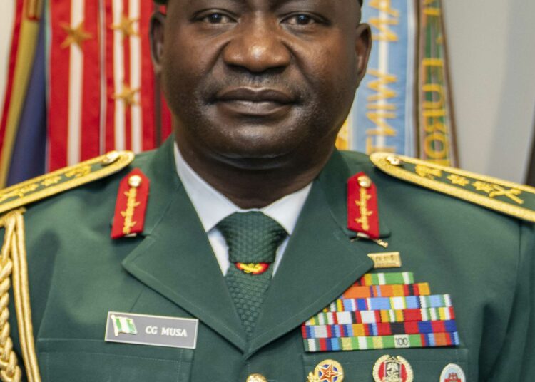 U.S. Navy Adm. Christopher W. Grady, Vice Chairman of the Joint Chiefs of Staff, meets with General Christopher Musa, Chief of the Defense Staff of Nigeria, at the Pentagon, Washington, D.C., January 19, 2024. (DOD photo by Staff Sgt. Alexander Nieves)