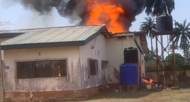 Fire Guts INEC Office In Delta 1 inec delta fire