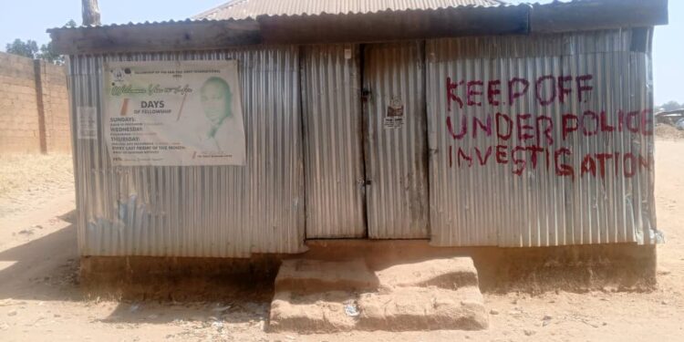 Sealed premises of End Time Army International Church, Bukuru Low-cost, Jos South LGA, Plateau State.