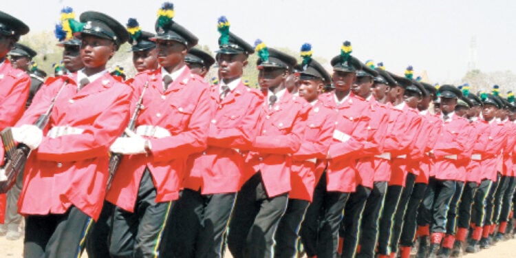 A cross section of Constables during the passing out parade of the 2022 intake of Recruit Constables held at Police College in Kaduna, yesterday. PHOTO BY GBENGA ABIOLA
