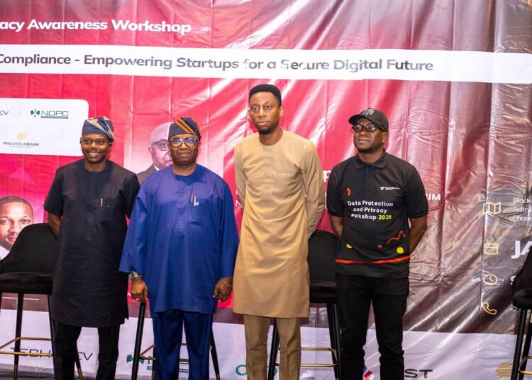 R:L: CEO of Imperial EdTech, Lanre Ogundipe; Commissioner of the Lagos State Ministry of Innovation, Science, Hon Olatubosun Alake; National Commissioner/CEO of the Nigeria Data Protection Commission, Dr. Vincent Olatunji, and a guest at the high-impact Data Protection & Privacy Awareness Workshop, held recently.