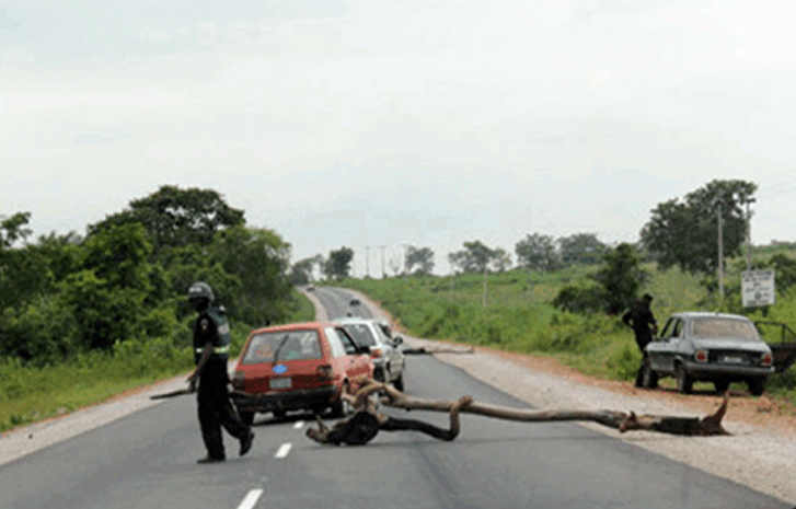 Police Dismantle Illegal Checkpoints On East–West Road 1 Police road block