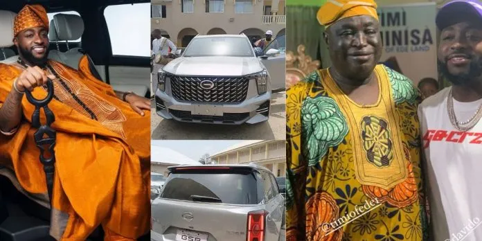 Davido Gifts Timi Of Ede Luxury SUV On 70th Birthday 1 Singer Davido gifts Timi of Edeland a brand new SUV for his 70th birthday Photos 696x348 1