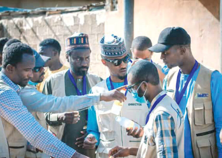 Team of BioRTC experts while collecting water, fish, soil and other samples for research to unravel the root cause of kidney in Yobe