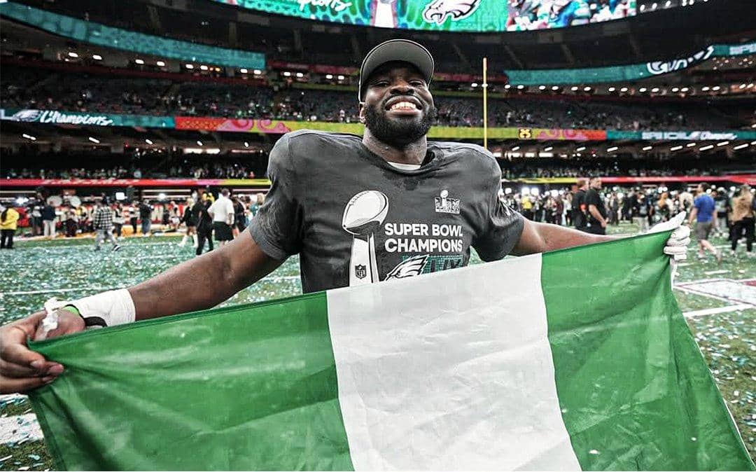 Nigerian-born Player Moro Ojomo Celebrates Super Bowl Victory