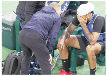 Tennis: Tearful Kyrgios Retires Injured In Indian Wells