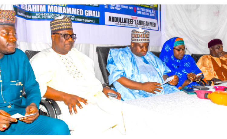 L-R: Chairman, Nigeria Union of Journalist (NUJ), Kwara State Council,  Ahmed  Abdullateef, chairman of the occasion, Engr. AbdulRahman Giwa,  representative of Kwara State governor and senior adviser/counselor, Alh Saadu Salahu, Prof Saudat  Salah Abdulbaqi;  and former Kwara  Grand Kadi, Justice Salihu Muhammed during the lecture . PHOTO : ABDULLAHI OLESIN