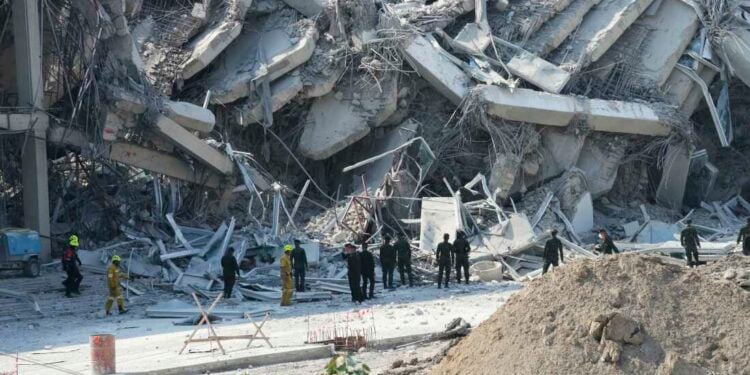 Rescuers work at the site of a high-rise building under construction that collapsed after a 7.7 magnitude earthquake in Bangkok, Thailand, Friday, March 28, 2025. (AP Photo/Sakchai Lalit)