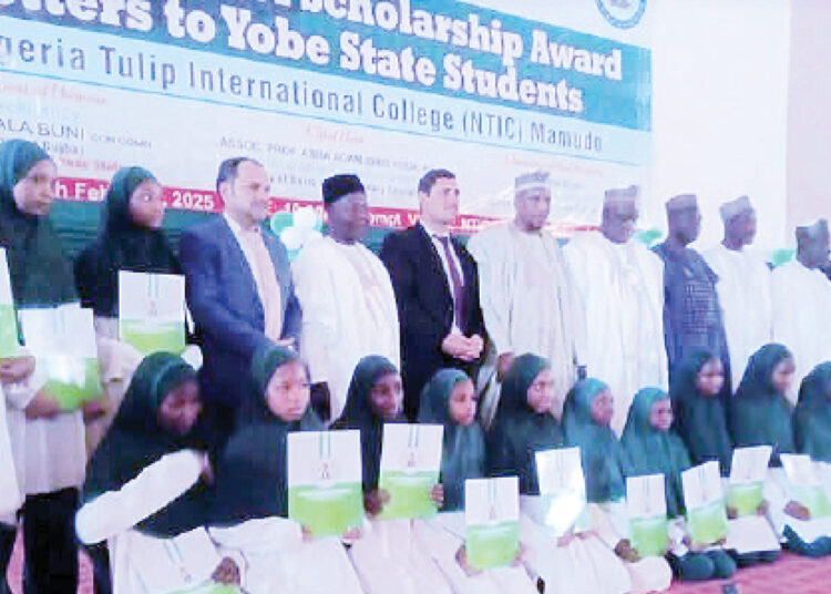 A cross section of N2.2 billion scholarship beneficiaries when government officials visited NTIC Mamudo for letter presentations