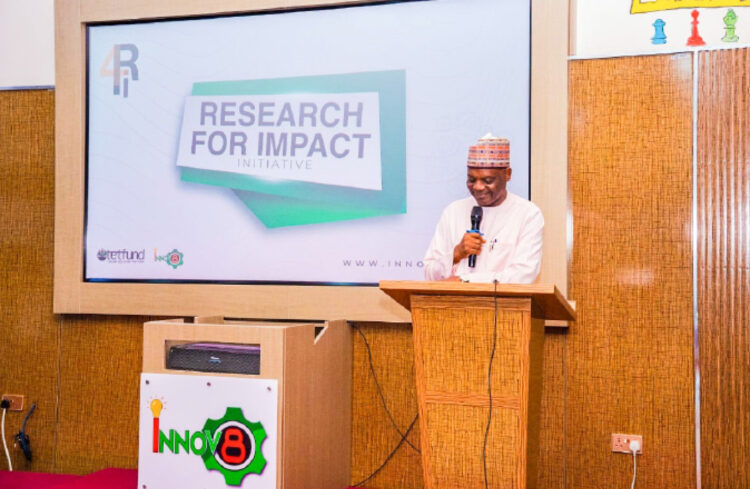 Executive secretary TETFund, Arch Sonny S.T. Echono giving his remarks at the closing ceremony of the R4i programme recently in Abuja.