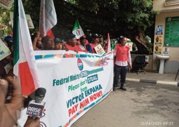 PICTORIAL: NLC Shuts Down Mines And Steel Dev’t Ministry Over ‘Unlawful Sack’ Of Worker