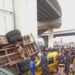 Driver Injured As Truck Falls Off Lagos Bridge