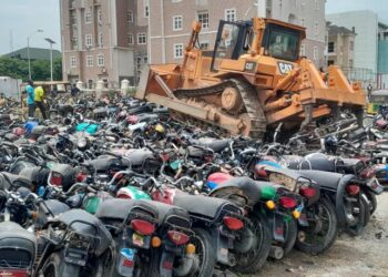 FCTA Crushes 601 Impounded Motorcycles In Abuja