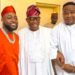 PICTORIAL: Davido, Cubana Chiefpriest Pay Visit To Senate President Akpabio In Abuja