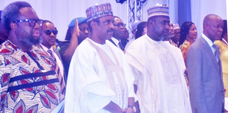 From left: Director-General, Raw Materials Research and Development Council, Prof. Nnanyelugo Ike-Mounso; Minister of Transportation, Saidu Ahmed-Alhali; representative of the Senate President and Chairman, Senate Committee of Science, Technology and Innovation, Sen. Aminu Iya-Abbas and Minister of State for Industry, Sen. John Owan-Enoh, during the 2025 Africa Raw Material Summit in Abuja on Tuesday (20/5/25).