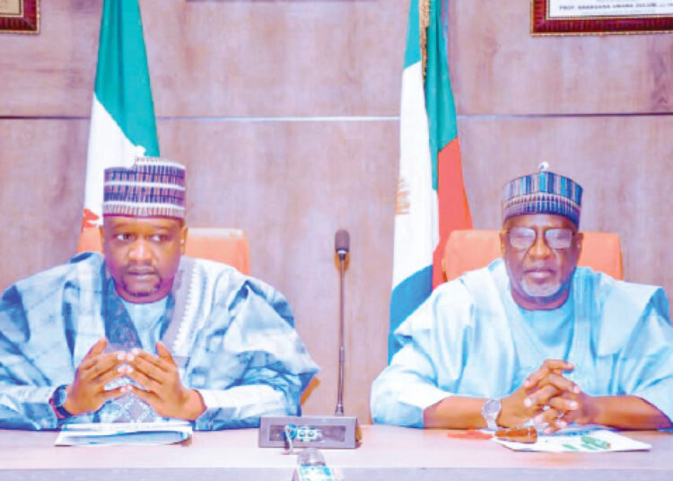 Yobe Deputy Gov, Hon Idi Barde Gubana (Right) and his Borno counterpart Dr. Umar Usman Kadafur during a meeting in Maiduguri