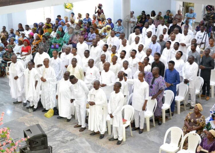 Members of Men's Missionary Union (MMU) during the 2025 Father's Day celebration at Gloryland Baptist Church, Lugbe, Abuja, on Sunday.